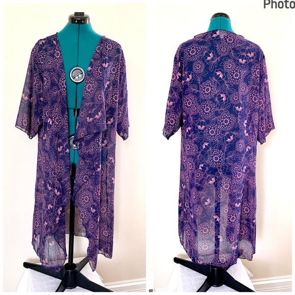 LuLaRoe Tops - Lularoe Floral kimono sheer chiffon flowy coverup bohemian whimsical prairie Med